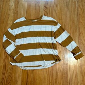 100% cotton striped raglan long sleeve tee